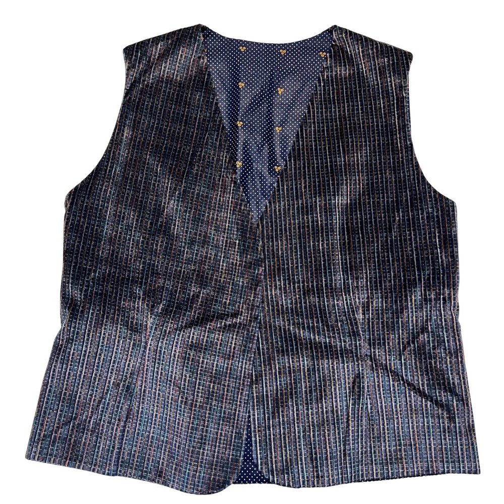 Vintage Blue Handmade Unique Reversible Retro Eclectic Indie Textured Vest L
